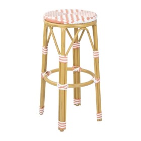 BOLERO - Tabourets de bar en rotin PE style parisien corail (lot de 2)