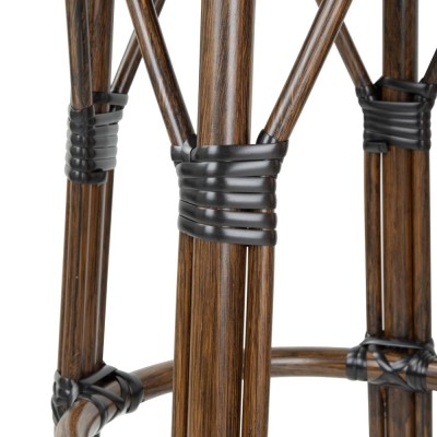 BOLERO - Tabourets de bar en rotin PE style parisien bois foncé noirs (lot de 2)