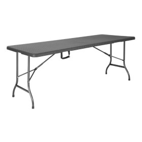 BOLERO - Table pliante rectangulaire en rotin PE noire 