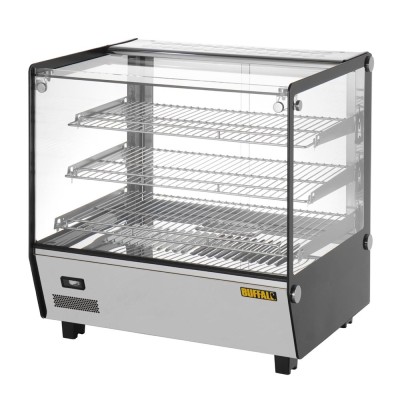 BUFFALO - Vitrine chauffante de comptoir carrée 120L
