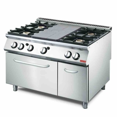 GASTRO M -  Plaque coup de feu avec 4 feux vifs avec four gaz et placard