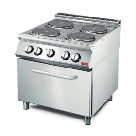 GASTRO M - Fourneau électrique 4 plaques de cuisson rondes sur four électrique statique