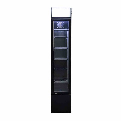 COMBISTEEL - Armoire froide positive 1 porte en verre étroit noire 105 L