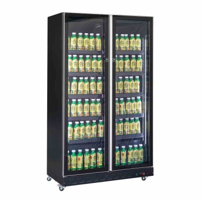 COMBISTEEL - Armoire froide positive 2 porte en verre noire 758 L
