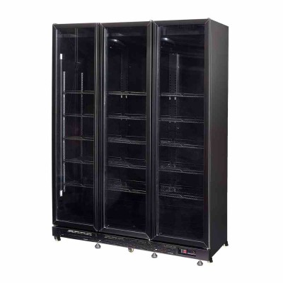COMBISTEEL - Vitrine positive 3 portes en verre noire avec porte chauffante 1200 L