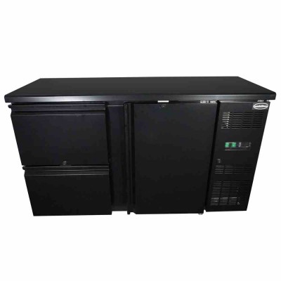 COMBISTEEL - Arrière bar réfrigérée noir 1 porte et 2 tiroirs 350 L