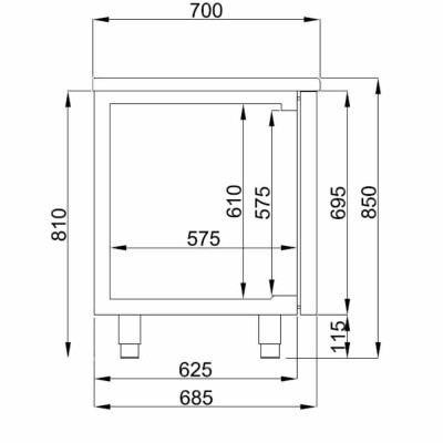 COMBISTEEL - Table réfrigérée 1 porte et 2 tiroirs monoblock Energy line 700
