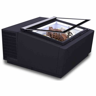 COMBISTEEL - Vitrine à crème glacée noir de table s'ouvre du côté client 3x5 L