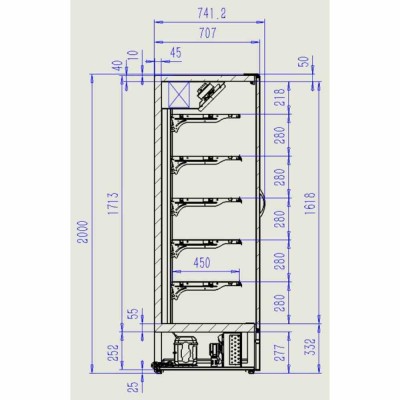 COMBISTEEL - Vitrine murale Marco L. 1310 mm