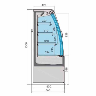COMBISTEEL - Vitrine réfrigérée Noah avec portes coulissantes L. 1310 mm