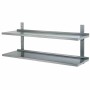 L2G - Etagère murale inox pleine sur cremailleres 2 niveaux L. 1400 mm