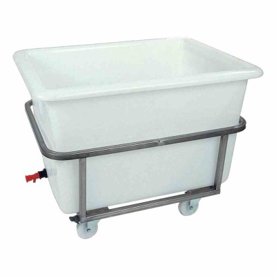 L2G - Bac à glace polyéthylène 220 litres sur chassis inox roulant
