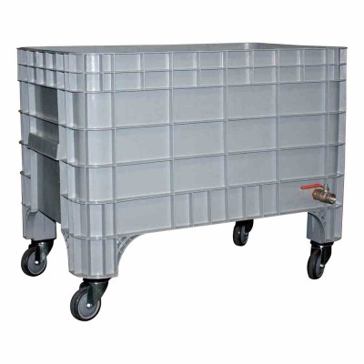 L2G - Bac à glace roulant polyéthylène 500 litres avec vidange gris 