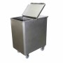 L2G - Bac sel/farine inox 130 L couvercle et separation amovible 4 roues Ø 100 mm