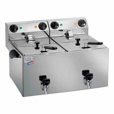 L2G - Friteuse électrique 2 cuves de 8 L avec robinet de vidange