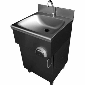 L2G - Lave-mains inox sur placard porte battante commande fémorale par bouton poussoir