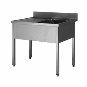 L2G - Plonge inox demontable 1 bac 500x500x300 mm bac à droite pieds carrés égouttoir à gauche