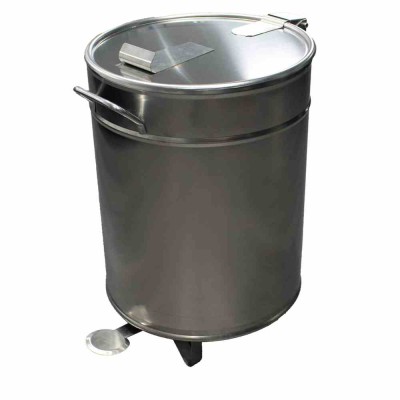 L2G - Bac à dechets 95 L inox roulant 2 roulettes fixes