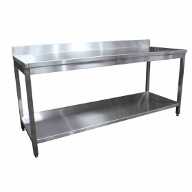 L2G - Table inox démontable adossée avec étagère P. 600 mm L. 600 mm