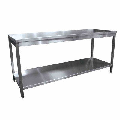 L2G - Table inox démontable centrale avec étagère P. 600 mm L. 1800 mm