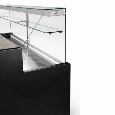DIAMOND - Déclassé - Vitrine réfrigérée droite noire avec réserve, largeur 2000 mm