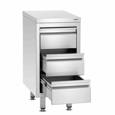 BARTSCHER - Meuble inox à 3 tiroirs L. 400 mm P. 700 mm