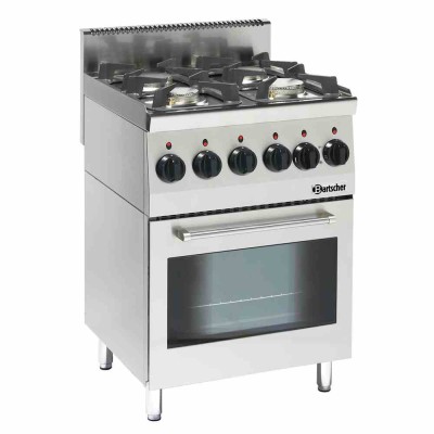 BARTSCHER - Fourneau gaz 4 feux vifs sur four électrique P. 620 mm