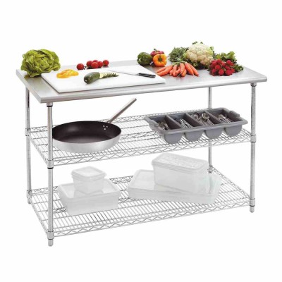 BARTSCHER - Table de travail inox 2 étagères P. 690 mm L. 1300 mm