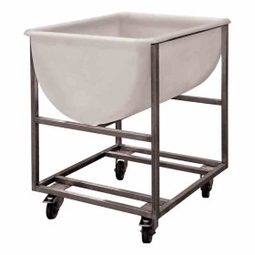 L2G - Chariot inox pour patière 170 L chape zinguée 4 roues Ø 100 mm