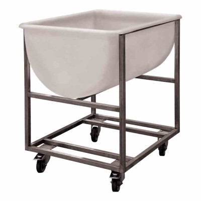 L2G - Chariot inox pour patière 170 L chape zinguée 4 roues Ø 100 mm