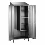 L2G - Armoire balais inox 1 porte doublee 1 côté 3 étagères réglables + 1 fixe