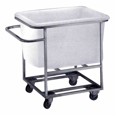 L2G - Chariot de transport inox bac 220 L avec raccord et robinet sur roulettes Ø 100 mm