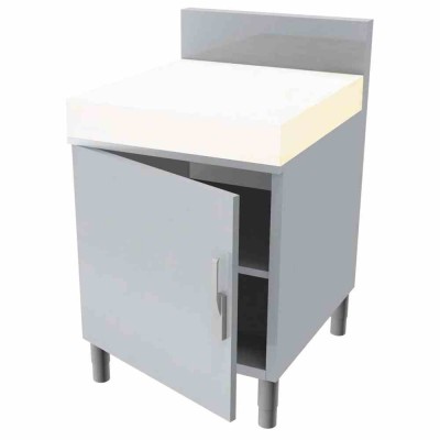 L2G - Meuble billot poly ou bois épaisseur100 mm 2p.battantes dessus 2 billots 598x748x100 mm