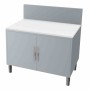 L2G - Meuble de découpe fromage surbaisse inox dessus poly blanc épaisseur 20 mm portes battantes