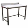 L2G - Table de decoupe inox adossée dessus poly naturel épaisseur 25 mm