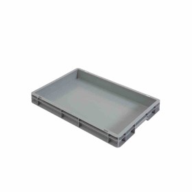 L2G - Bac EN 600x400 h75 mm gerbable et empilable fond et parois pleins couleur grise