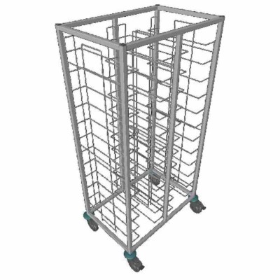 L2G - Chariot de débarrassage inox 1x12 niveaux avec roues chape polyamide