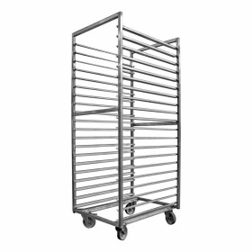 L2G - Chariot de stockage inox 800x600 mm entrée 600 mm 20 niveaux chape inox avec frein