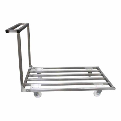 L2G - Chariot plateforme inox plateau barreaudé barre de poussée charge maxi 250 kg 1000x800x900 mm