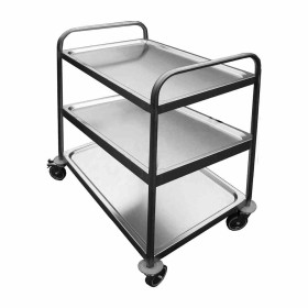 L2G - Desserte demontable inox 304 3 plateaux 4 roues pivotantes dont 2 a freins