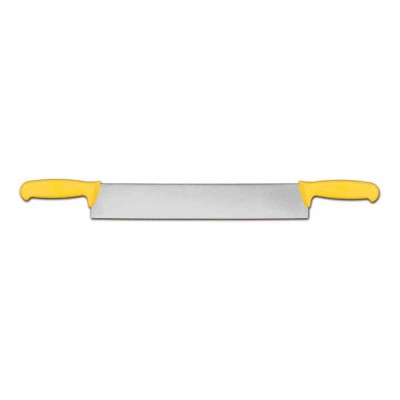 L2G - Couteau à fromage 2 mains manches jaune surmoule L. 400 mm