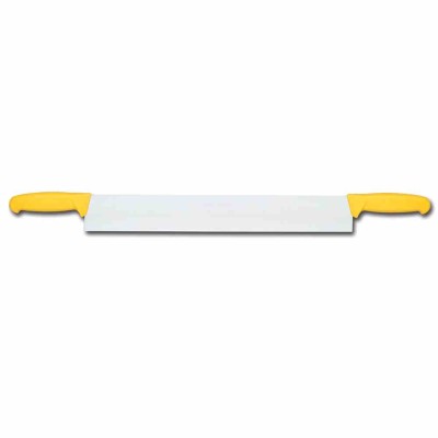 L2G - Couteau à fromage 2 mains manches jaune surmoule L. 500 mm