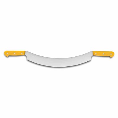L2G - Couteau hollandais lame incurvee 2 manches rivetes jaunes L. 350 mm