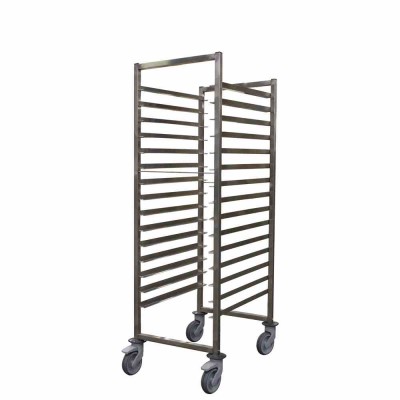 L2G - Echelle soudée inox à glissières GN 2/1 entrée 530-15 niveaux chape inox avec freins