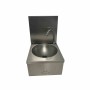 L2G - Lave-mains inox 304 cuve ronde dosseret amovible avec cdc mitigeur ec/ef bonde et siphon