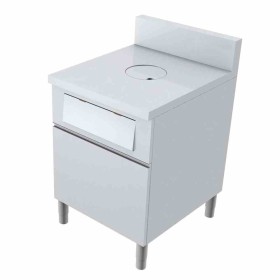 L2G - Meuble poubelle dessus avec tvo +dosseret poubelle inox sur tiroir à façade basculante