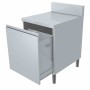L2G - Meuble poubelle dessus inox + dosseret inox sur tiroir coulissant 600x700x850 mm