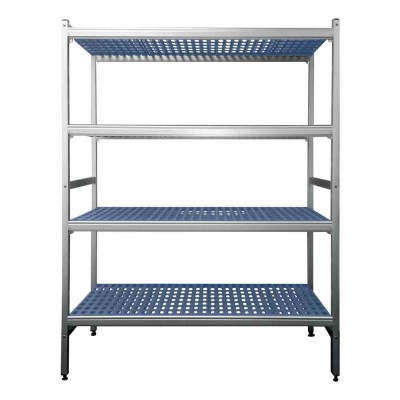 L2G - Rayonnage aluminium eco 4 niveaux clayettes polypropylène 5317x465x1700 mm
