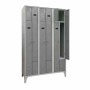 L2G - Armoire vestiaire gain de place type L 3 colonnes de 2 cases L. 400 mm gris