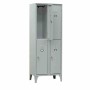 L2G - Armoire vestiaire multicases 2 colonnes 4 cases sur pieds fermeture a clé couleur gris